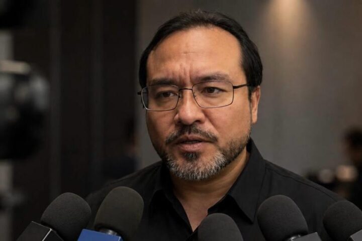 José Rentería González durante una declaración ante medios sobre la gestión ambiental en Nayarit