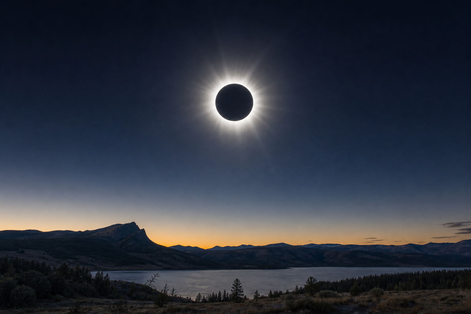Ilustración científica de un eclipse solar total en agosto de 2026