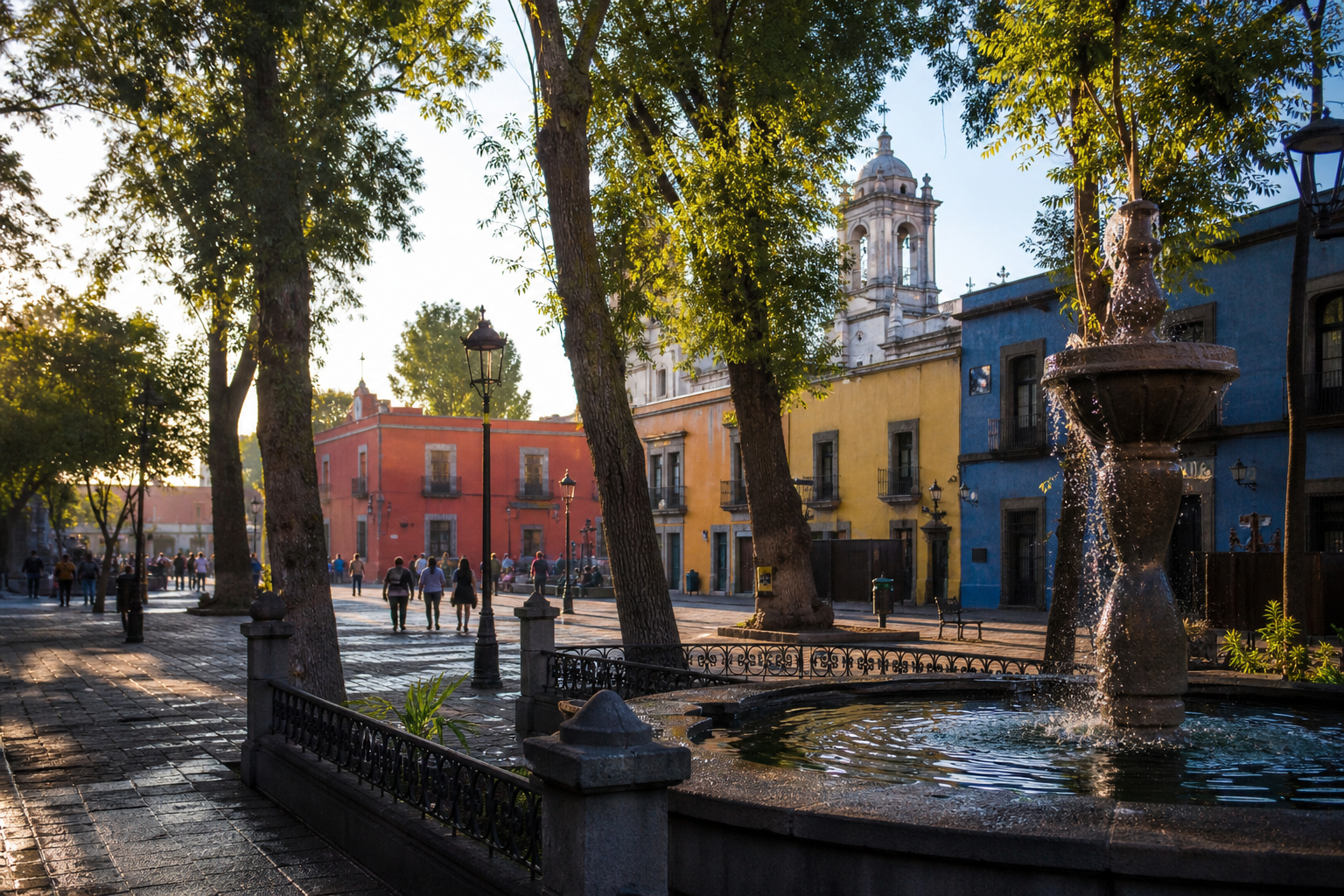 Plaza Hidalgo y Jardín Centenario en el centro histórico de Coyoacán, Ciudad de México
