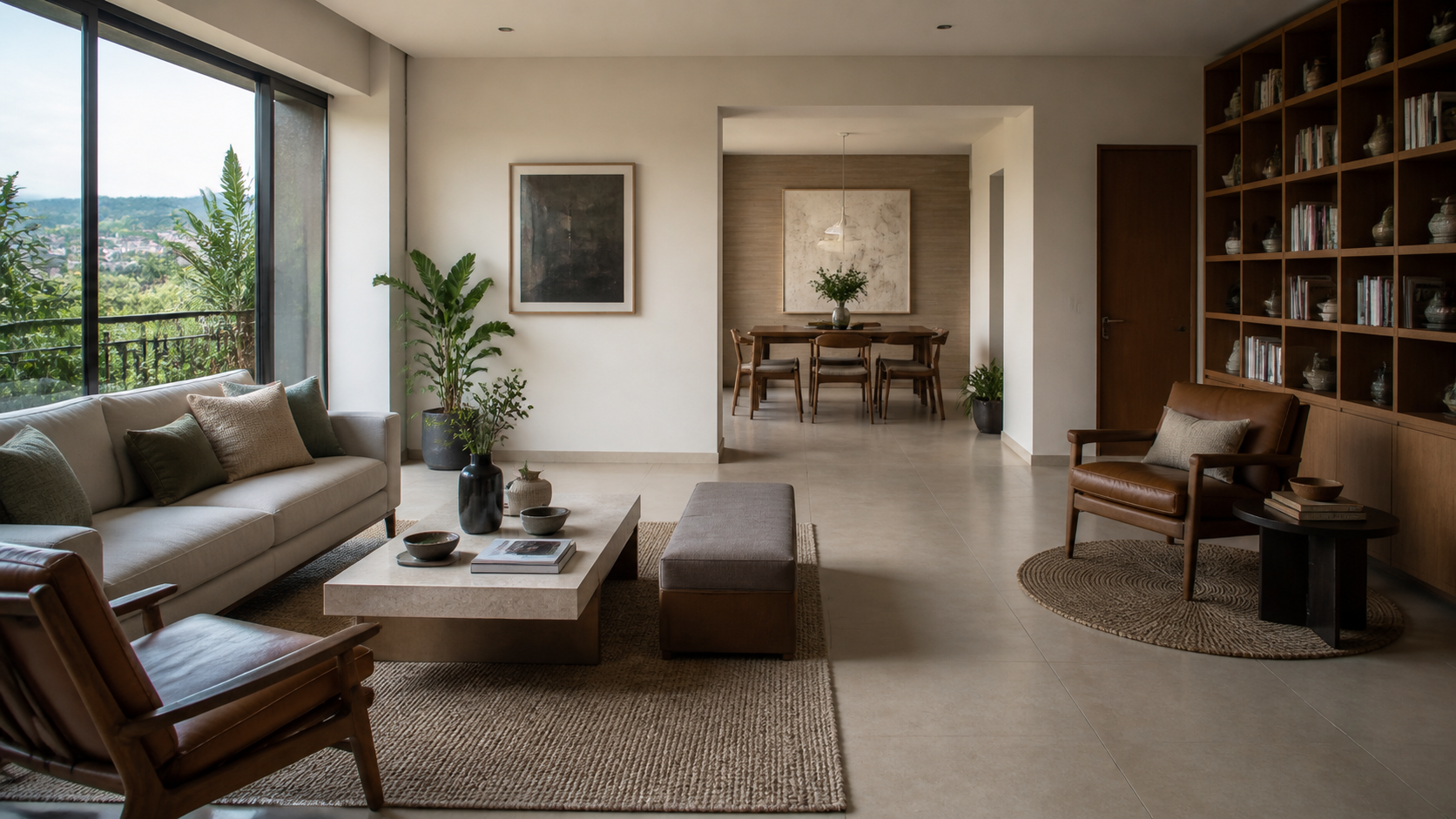 Plano sencillo de una sala con muebles separados en zonas de conversación, lectura y circulación.