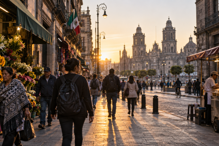 Rutas peatonales para redescubrir el Centro Histórico. Imagen editorial.