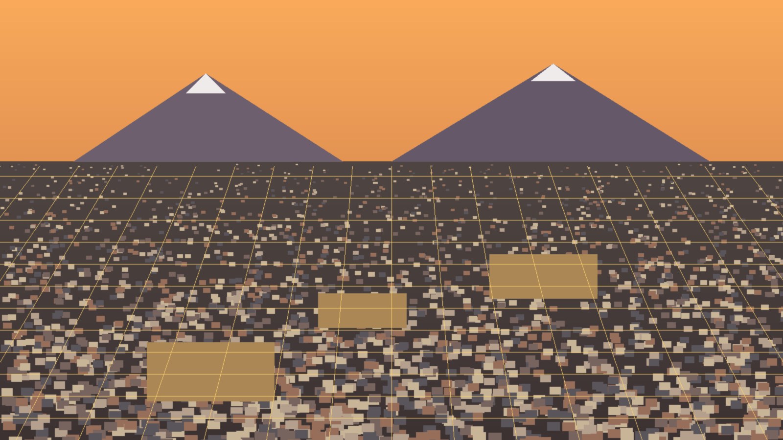 Vista aérea ilustrativa del Valle de México al atardecer con un mosaico de colonias, lotes baldíos y una cuadrícula catastral sobre los predios
